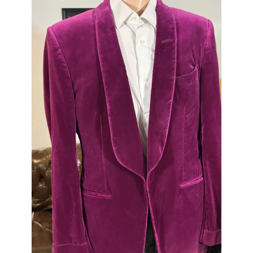 Tom Ford Fuschia Pink Velvet Shawl Lapel Collar Dinner Jacket Tuxedo 52 42R US